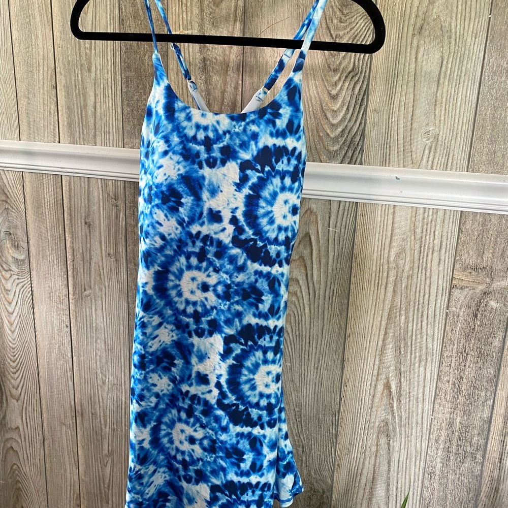 Constantly Varied Gear Blue Tie-Dye Spaghetti Strap Dress